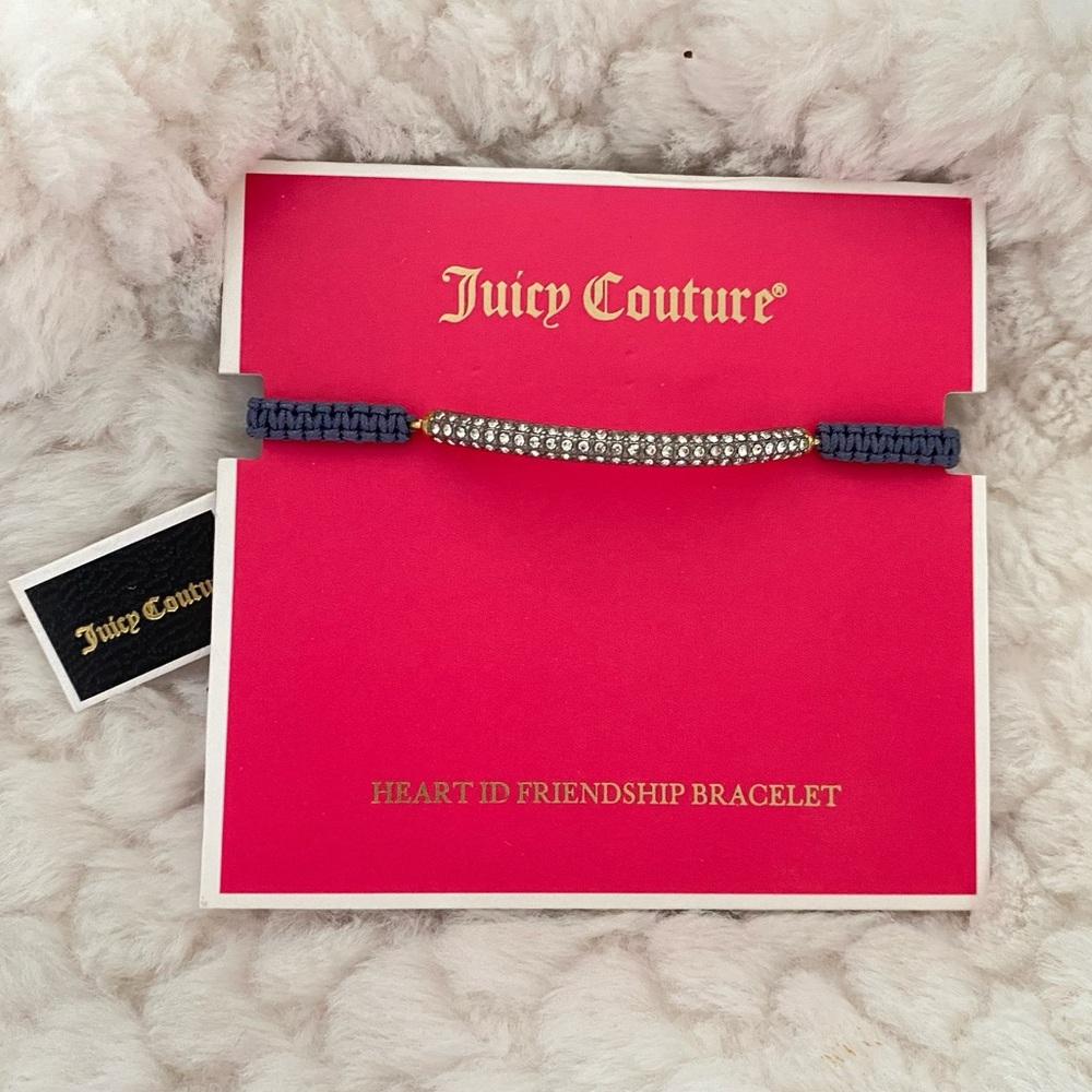 Juicy Couture Dark Blue Rope Gold Crystal Friendship Adjustable Bracelet NWT